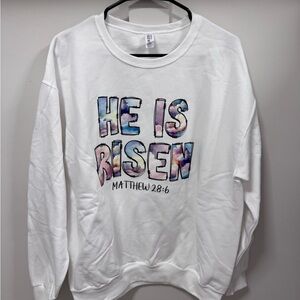 Jerzees White Tie-Dye Graphic Crewneck Sweater